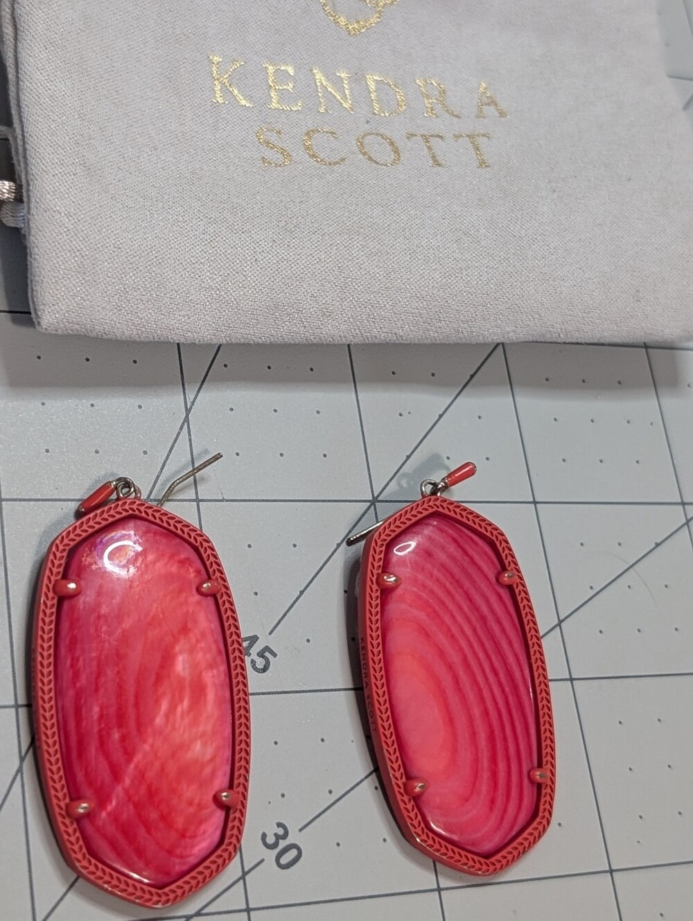 Kendra Scott Danielle Red Matte Statement Earrings-rare